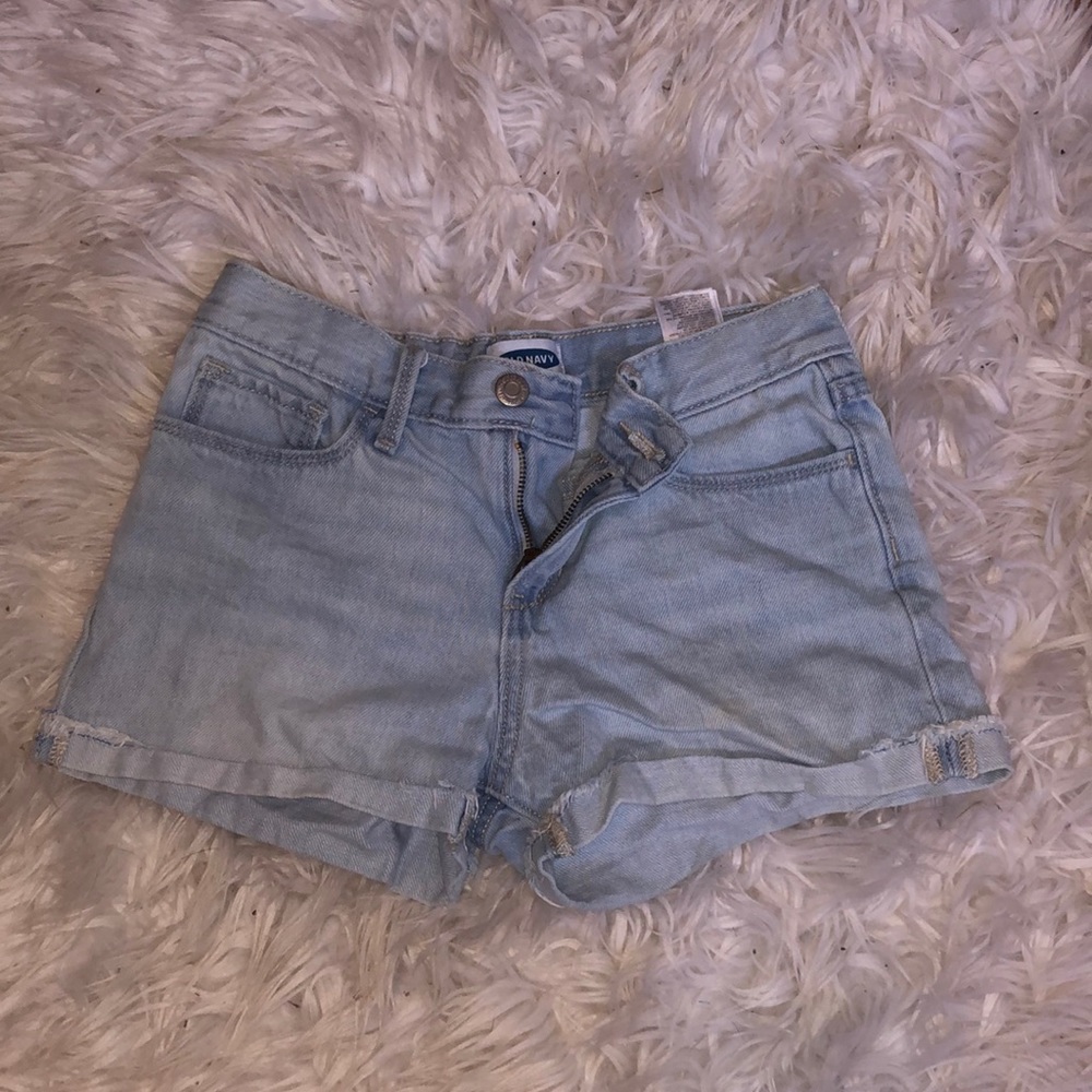 light blue jean shorts